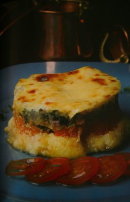 Flan de espinacas y tomate