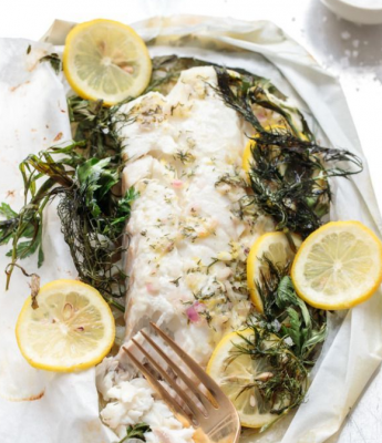 Pescado blanco en papillote